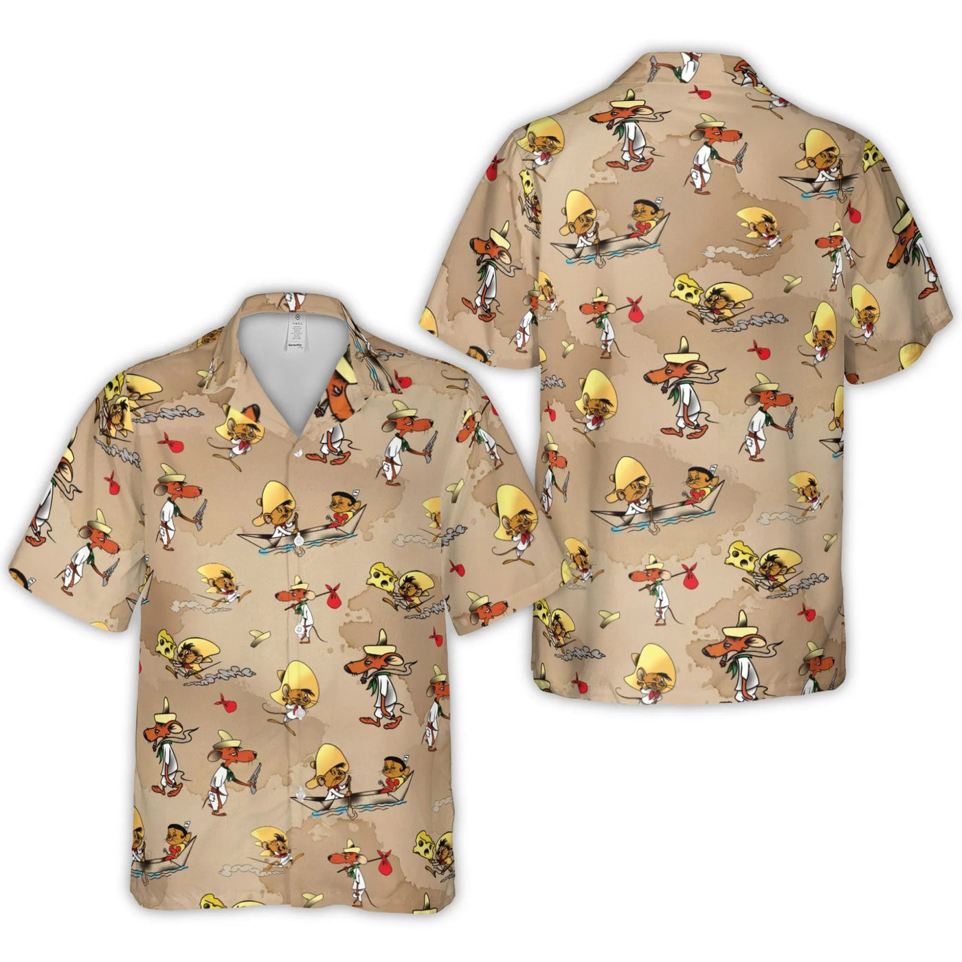 Speedy Gonzales Hawaiian Shirt | Retro Cartoon Pattern | Breathable Polyester | Men's Casual Beach Wear Gift