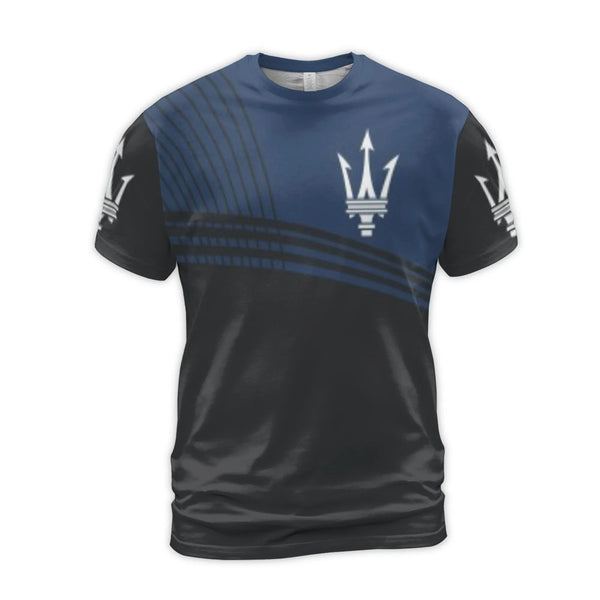Maserati Trident Logo 3D T-Shirt | Luxury Sport Car Graphic Tee | Premium Polyester Spandex | Gift for Car Enthusiasts and Fa