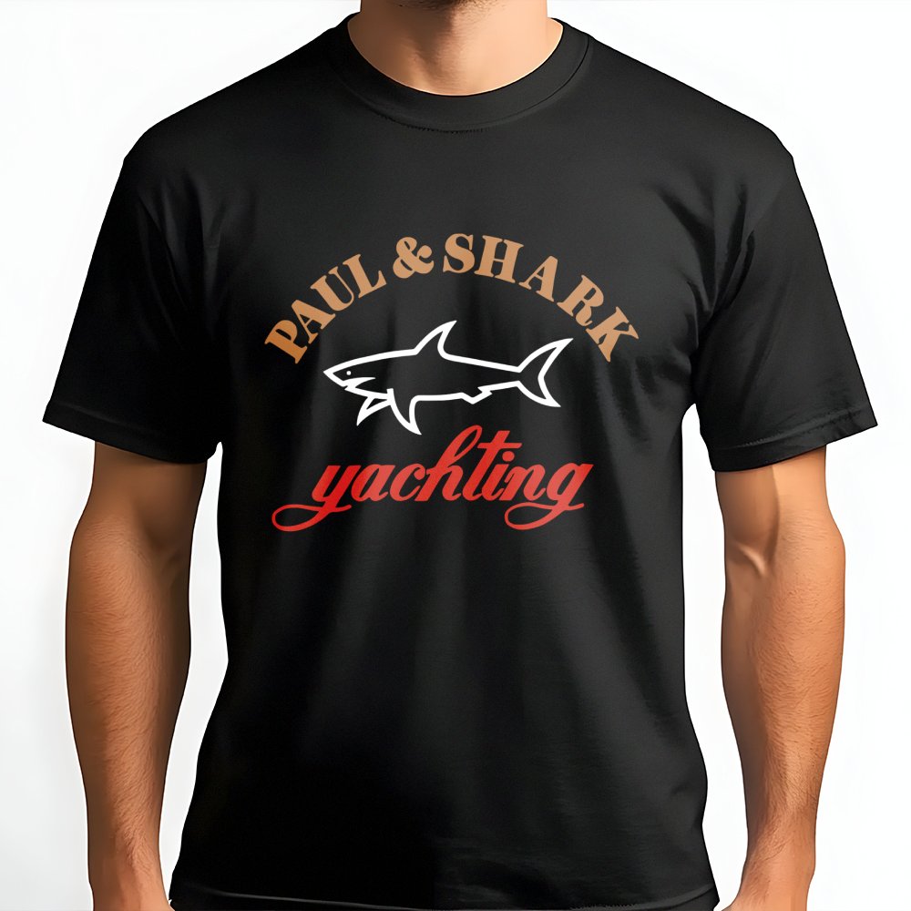 Shark Yachting Graphic T-Shirt | Nautical Ocean Theme Design | 100% Soft Cotton Premium Quality | Casual Gift for Sailors and