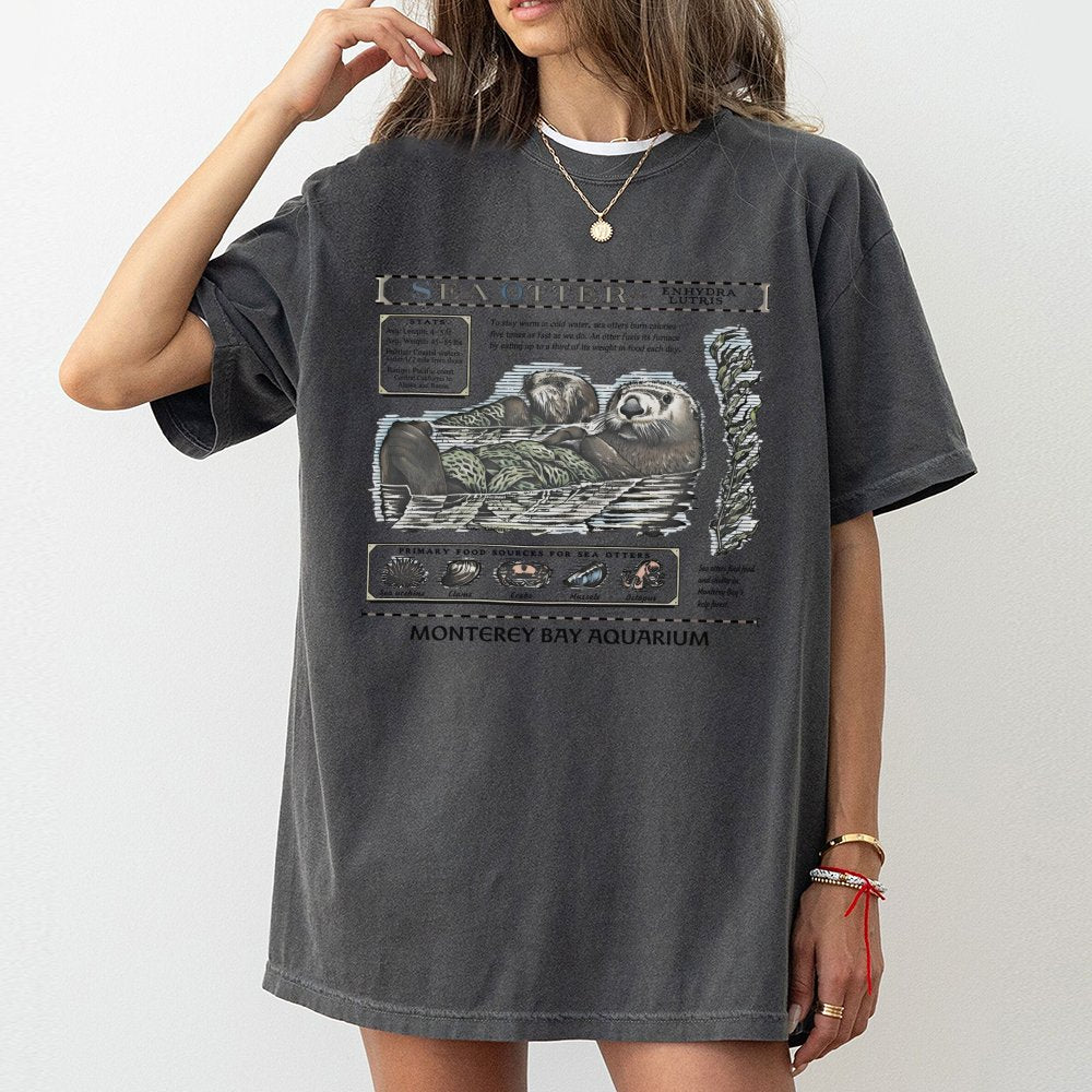 Sea Otter Graphic T-Shirt | Vintage Scientific Illustration Style | Premium 100% Cotton | Nature Lover Marine Biology Gift