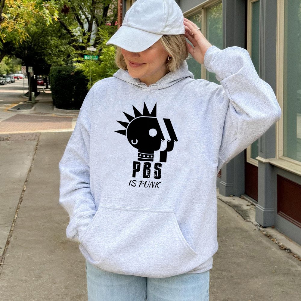 PBS Is Punk Hoodie | Retro 70s Public Broadcasting Graphics | Premium Cotton-Blend | Gift for TV Nostalgia Lovers and Public 