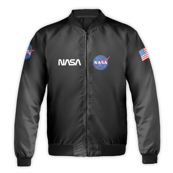 NASA Bomber Jacket | Space Program Logo | Premium Nylon Streetwear | Unisex Outerwear Gift for Space Enthusiasts