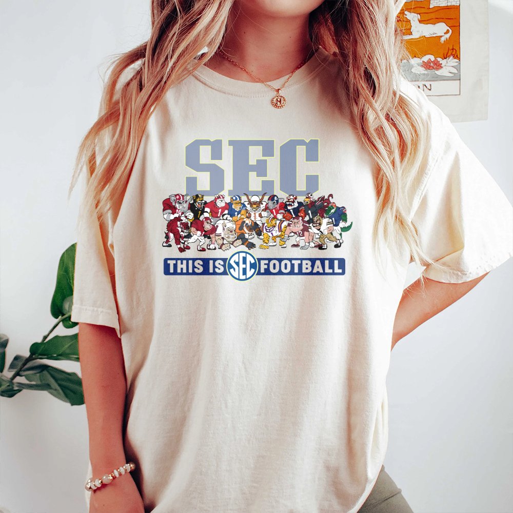 SEC Football Mascots T-Shirt | Vintage College Game Day Graphic Tee | Premium 100% Cotton Apparel | Gift for College Sports F