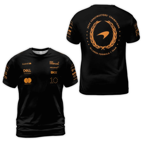 McLaren F1 2024 Constructors Champions T-Shirt | Racing Team Graphic Tee | Premium Polyester Spandex | Gift for Formula 1 Fan