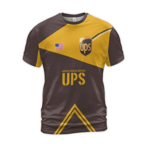 United Parcel Service T-Shirt | 3D All-Over Print Logo Graphic Tee | Premium Polyester Jersey | Comfortable Gift for Delivery