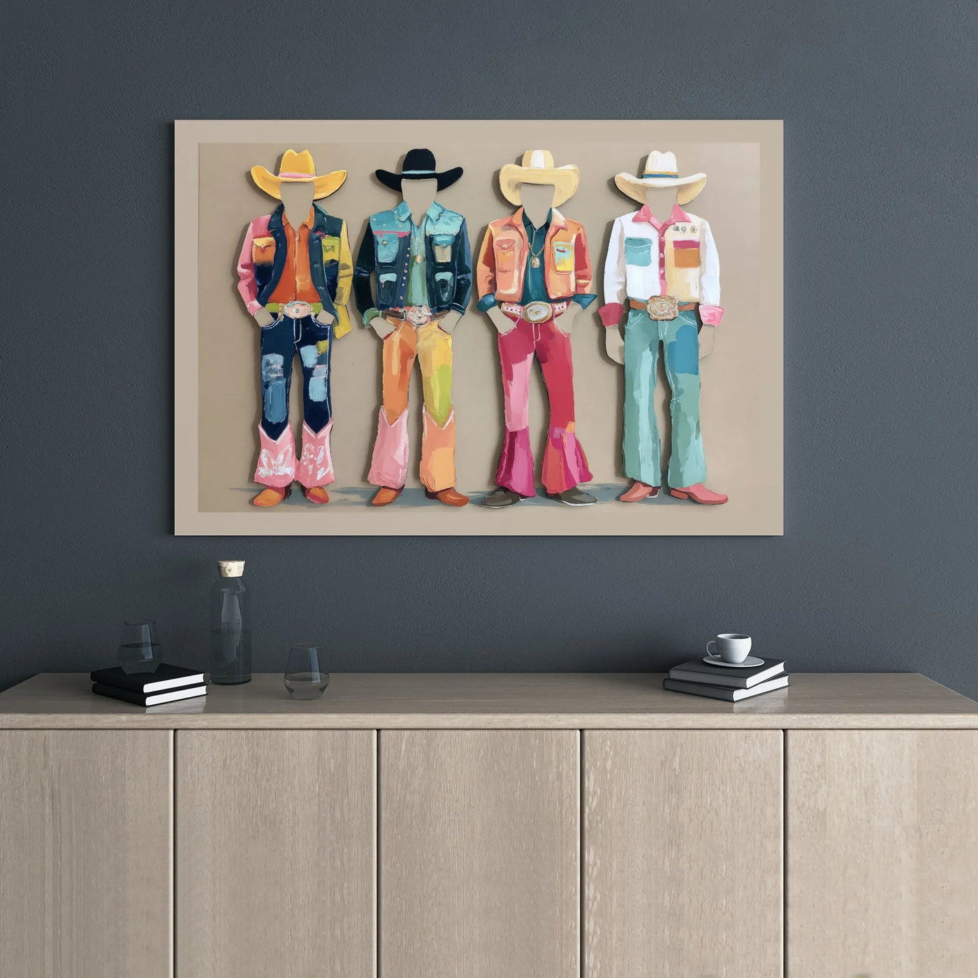 Colorful Western Cowboy Canvas Art | Modern Abstract Rodeo Print | Premium Gallery Wrapped 1.25" Frame | Southwestern Decor f
