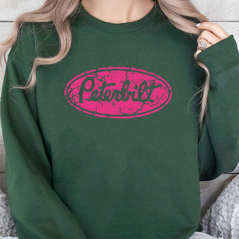 Peterbilt Logo Sweatshirt | Vintage Distressed Graphic Crewneck | Premium Cotton Blend | Gift For Trucker & Diesel Mechanic