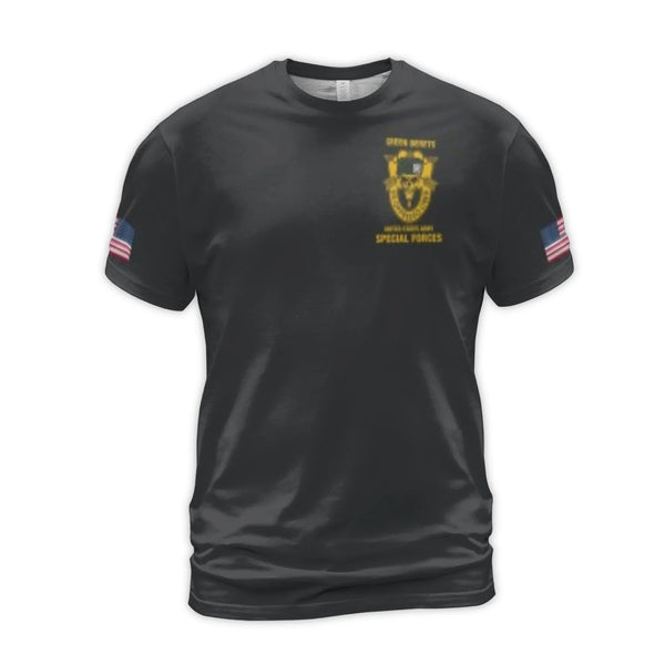 US Army Special Forces T-Shirt | Green Berets Skull De Oppresso Liber Design | Premium 3D Graphic Tee | Patriotic Military Ve