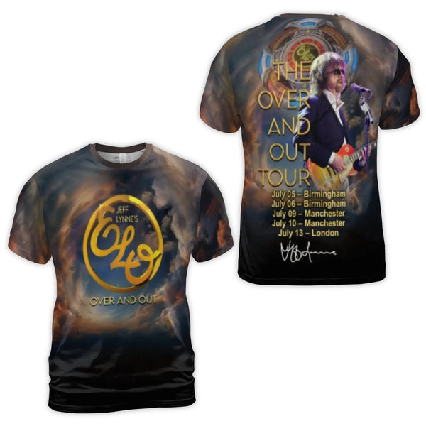 Jeff Lynne's ELO 3D T-Shirt | The Over And Out Tour Graphic Tee | Premium Polyester Jersey | Concert Fan Gift Apparel
