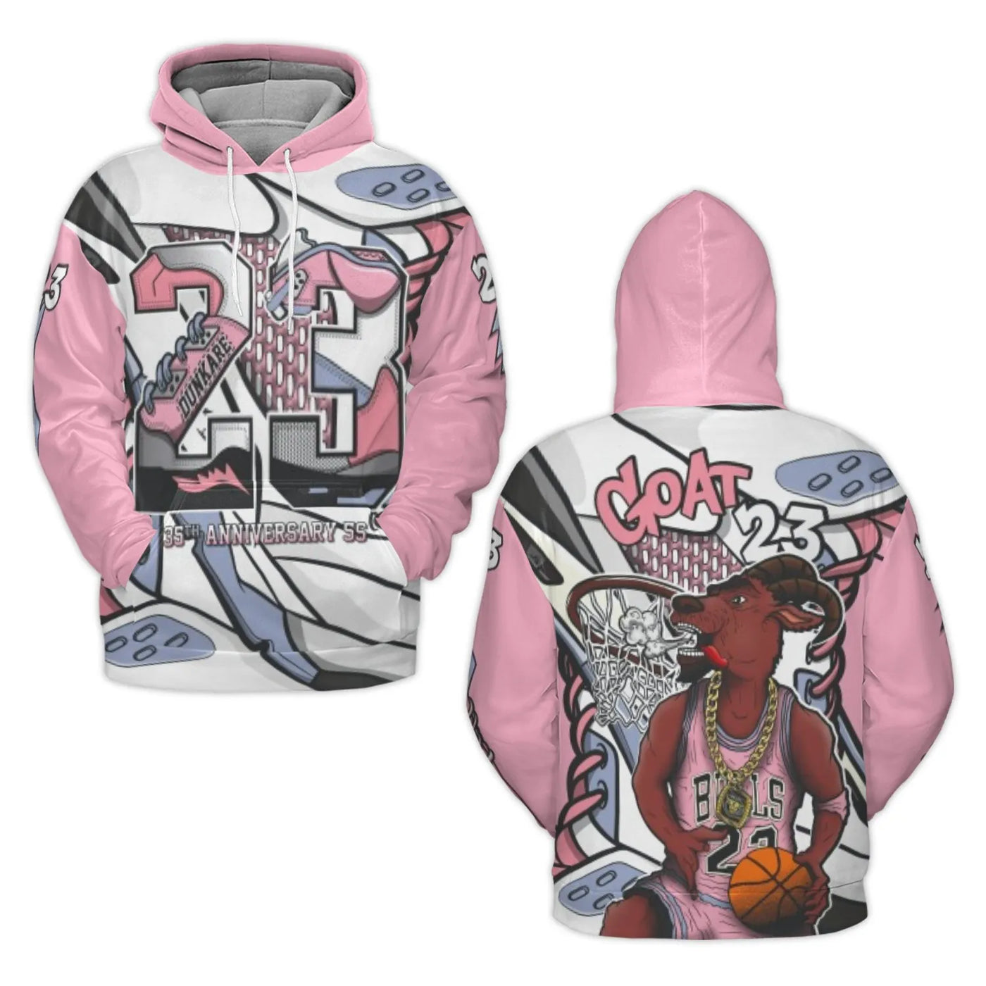 Basketball GOAT 23 Hoodie | Pink Sneaker Graphic Streetwear | Premium Brushed Polyester | Gift For Basketball Fans And Player