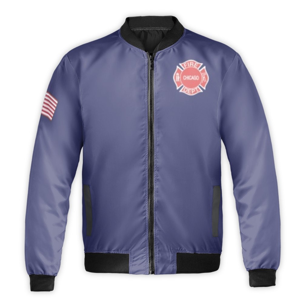 Chicago Fire Department Bomber Jacket | Maltese Cross First Responder Emblem | Durable Nylon Outerwear | Gift for Firefighter