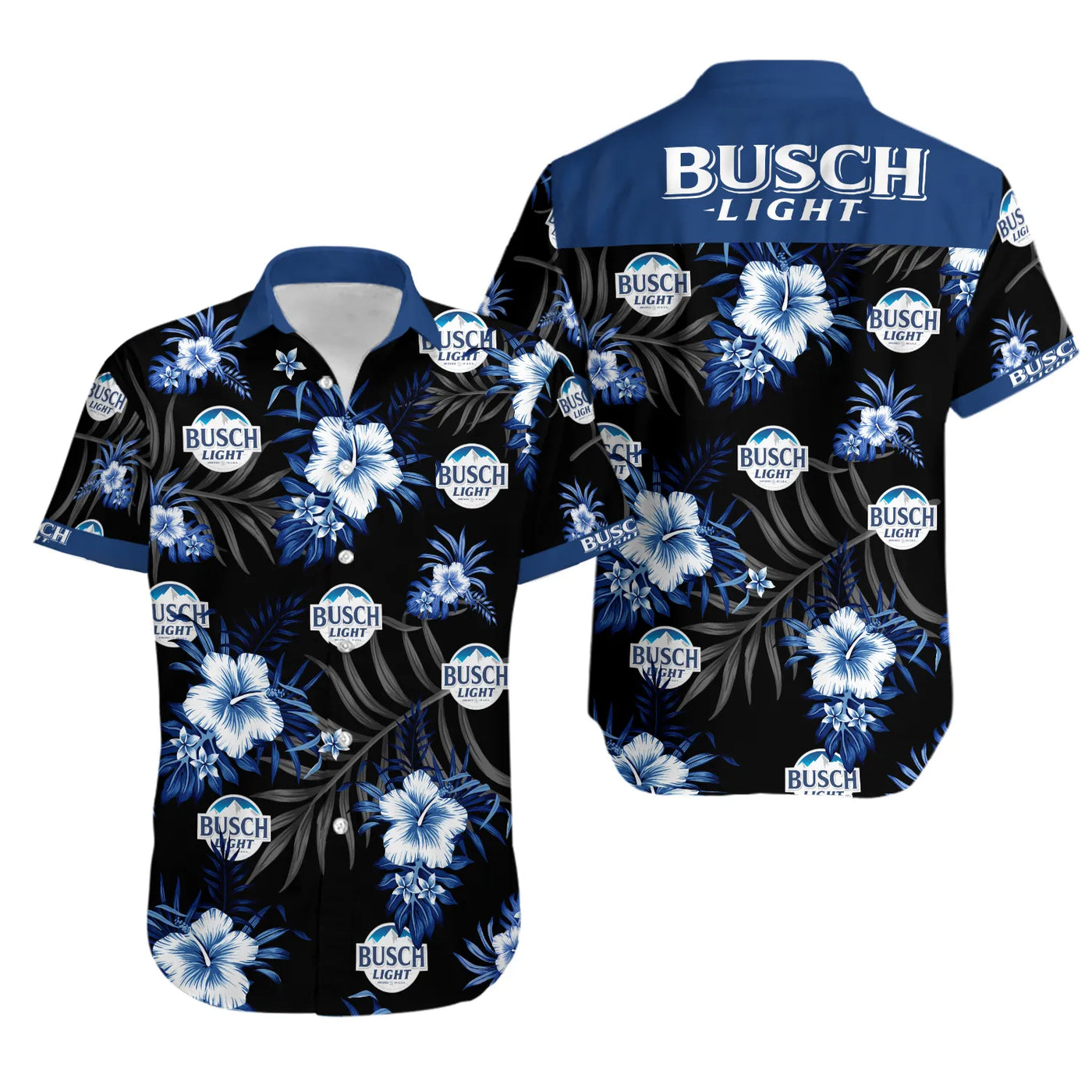 Busch Light Hawaiian Shirt | Floral Hibiscus Beach Print | Premium Casual Summer Wear | Beer Lover Gift For Men
