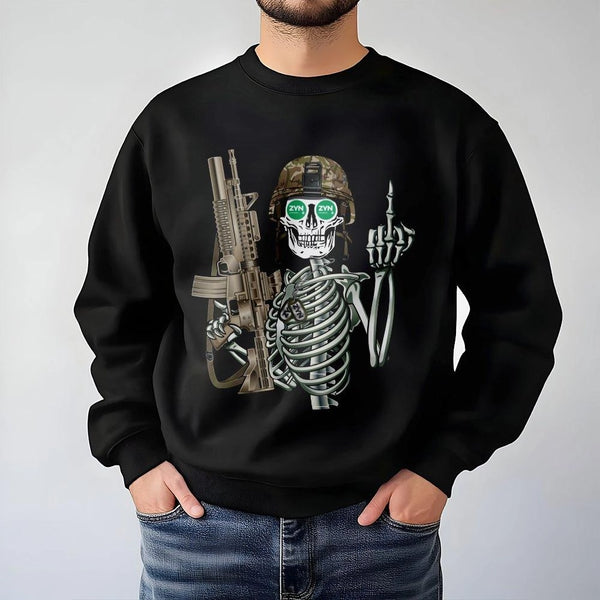 Infantry Skull Graphic Sweatshirt | Military Skeleton Soldier Design | Premium Cotton Blend | Funny Veteran Gift for Men and 