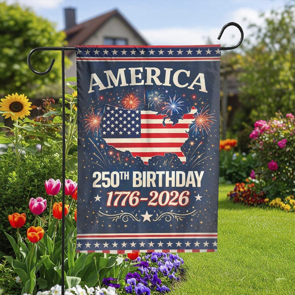 America 250th Birthday Garden Flag | 1776-2026 Patriotic Yard Banner | Weather-Resistant Polyester Decor | Commemorative USA 