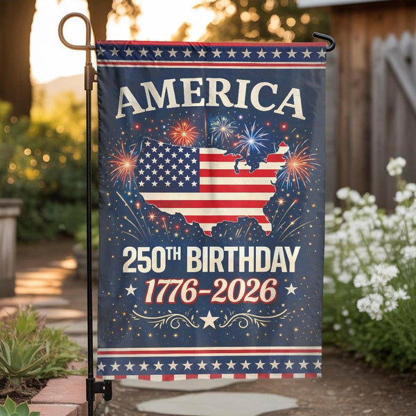 America 250th Birthday Garden Flag | 1776-2026 Patriotic Yard Banner | Weather-Resistant Polyester Decor | Commemorative USA 