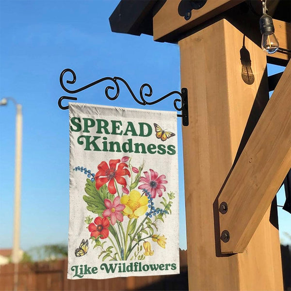 Spread Kindness Garden Flag | Vintage Botanical Wildflower Art | Double Sided Weather-Resistant Fabric | Inspirational Yard D