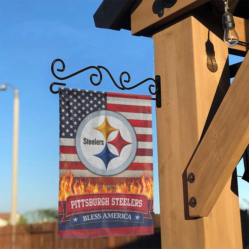 Pittsburgh Steelers Garden Flag | Patriotic American Flag Design | Double-Sided Premium Polyester | Outdoor Decor Gift for Fo