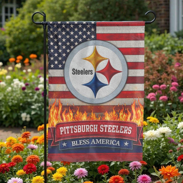 Pittsburgh Steelers Garden Flag | Patriotic American Flag Design | Double-Sided Premium Polyester | Outdoor Decor Gift for Fo