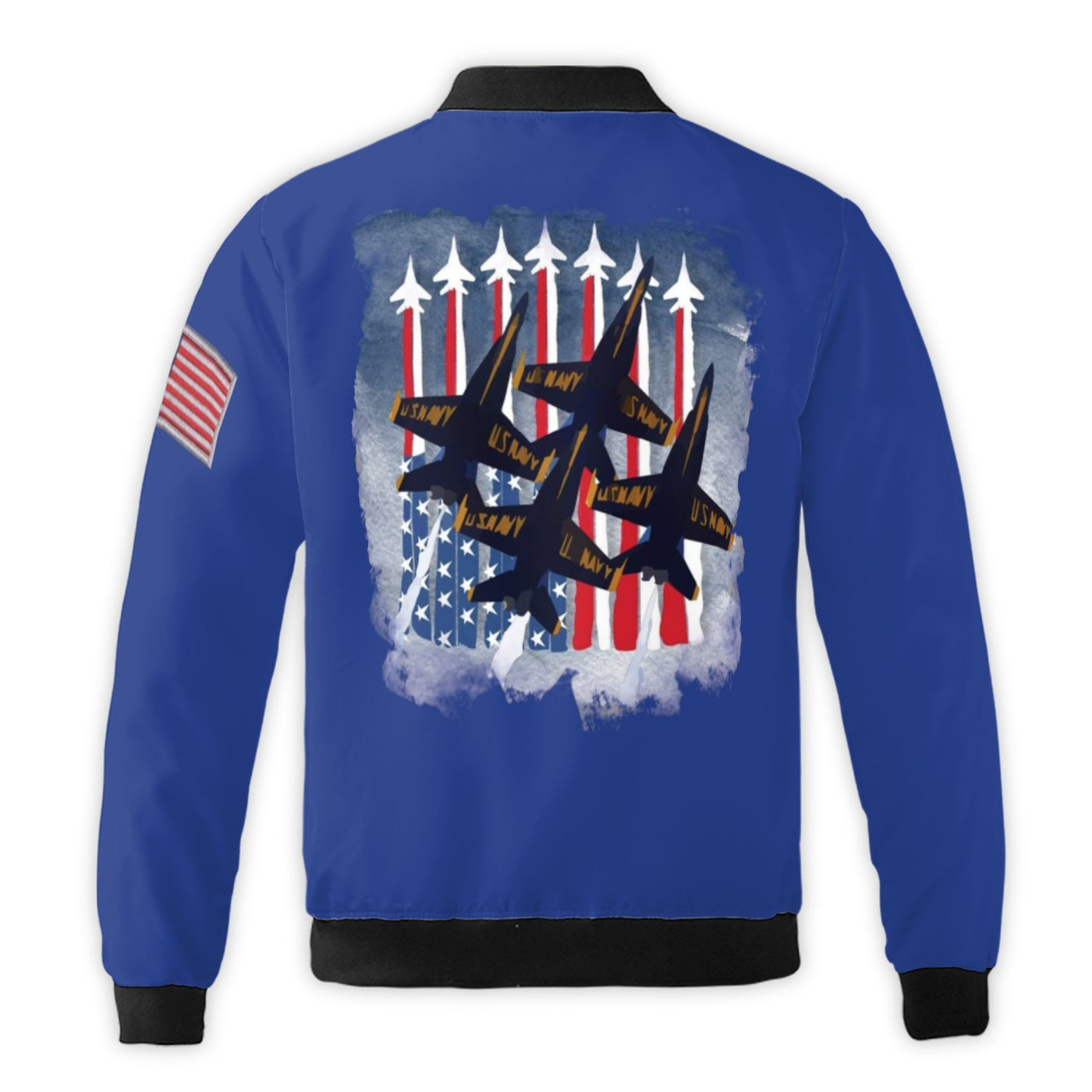 Custom Name Blue Angels Bomber Jacket | Patriotic Jet Flight Team Design | Premium All-Over Print | Personalized Gift for Avi