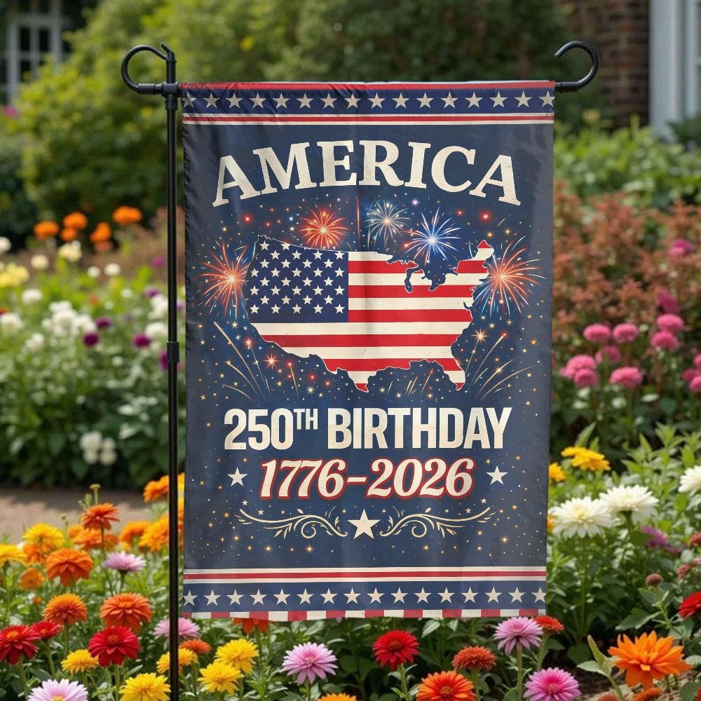 America 250th Birthday Garden Flag | 1776-2026 Patriotic Yard Banner | Weather-Resistant Polyester Decor | Commemorative USA 