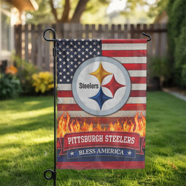 Pittsburgh Steelers Garden Flag | Patriotic American Flag Design | Double-Sided Premium Polyester | Outdoor Decor Gift for Fo