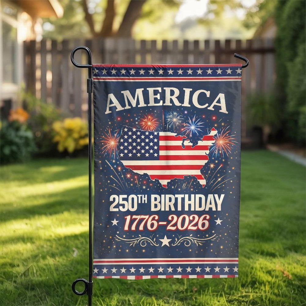 America 250th Birthday Garden Flag | 1776-2026 Patriotic Yard Banner | Weather-Resistant Polyester Decor | Commemorative USA 